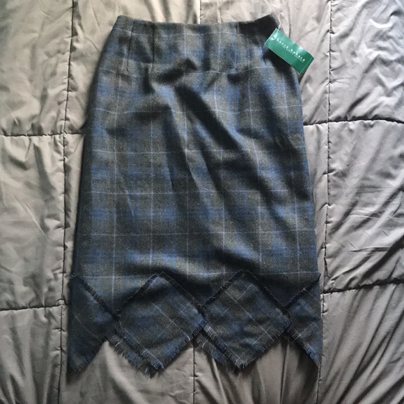 Harve Benard 100% wool A-line dark grey and blue Size 6 skirt Brand new - Picture 1 of 11